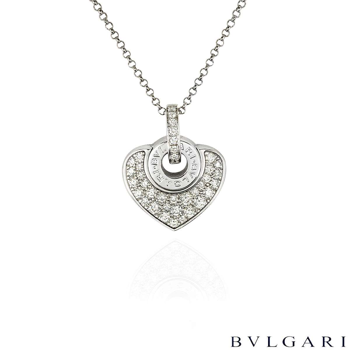 Bvlgari White Gold Bvlgari Bvlgari Doppio Cuore Diamond Necklace 351843/CL857567 Bvlgari White Gold Bvlgari Bvlgari Doppio Cuore Diamond Necklace 351843/CL857567